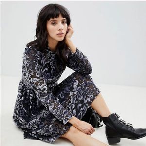 Asos | Luna | High Neck LS Dress in Jacquard